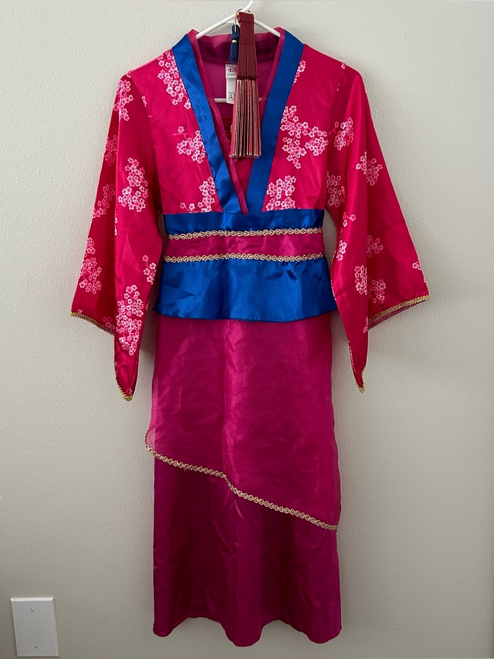 Disney Shopping.com Mulan Dress Fan Girls Sz 7/8 Costume Cosplay Blue Pink Rare